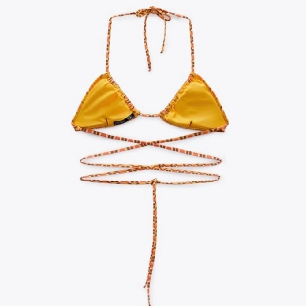 ZARA Pumpkin Inverted Bikini Set with Criss-Cross Straps and Thong Bottom - Picture 3 of 13